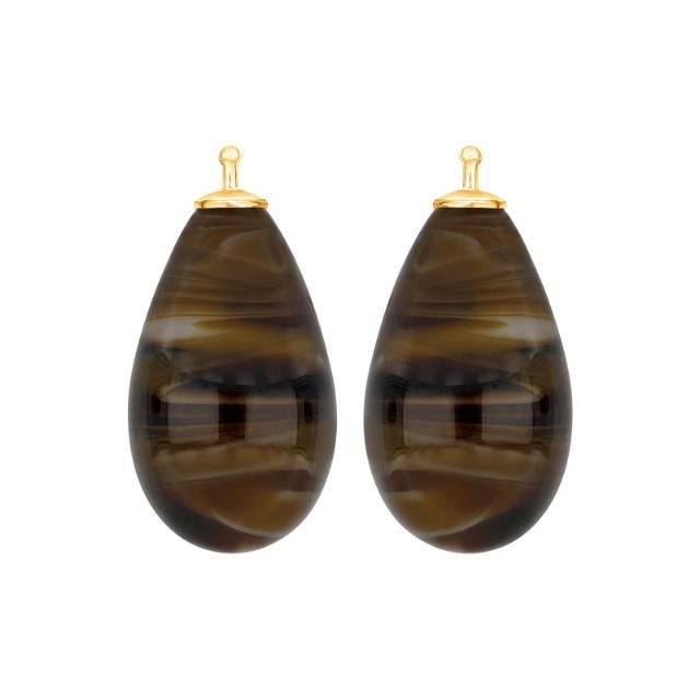 Bøhmisk kvartsglas dråbe farve83 m/fg sølv - par - Urma.dk