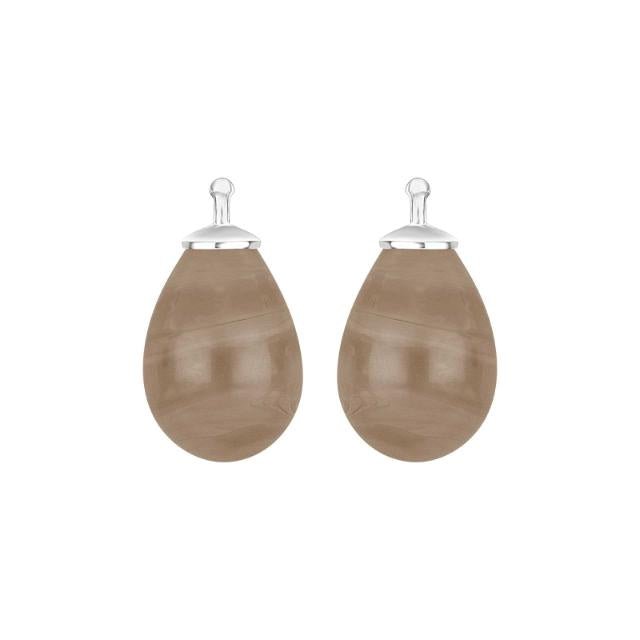 Bøhmisk kvartsglas dråbe farve84 m/rh sølv - par - Urma.dk