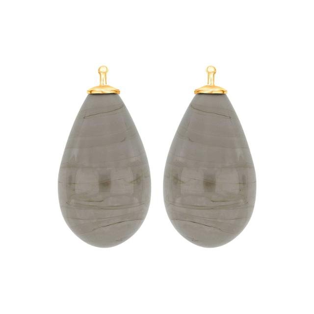 Bøhmisk kvartsglas dråbe farve92 m/fg sølv - par - Urma.dk