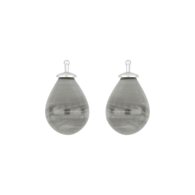Bøhmisk kvartsglas dråbe farve92 m/rh sølv - par - Urma.dk