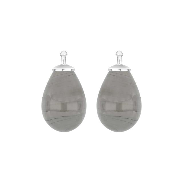 Bøhmisk kvartsglas dråbe farve92 m/rh sølv - par - Urma.dk