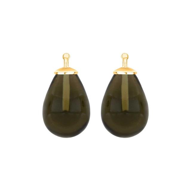 Bøhmisk kvartsglas dråbe farve97 m/fg sølv - par - Urma.dk