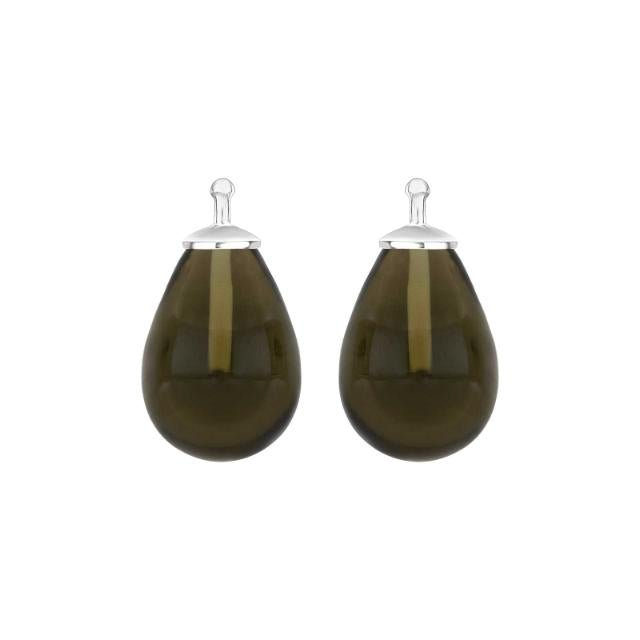 Bøhmisk kvartsglas dråbe farve97 m/rh sølv - par - Urma.dk