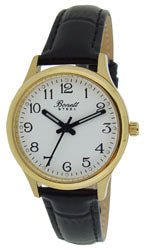 Bonett dameur med gylden urkasse og sort læderrem - 29 mm - Urma.dk