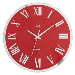 Bonett Vægure Ø30cm, Glas, Glidende sek. viser, Rød NS22006.2 - Urma.dk