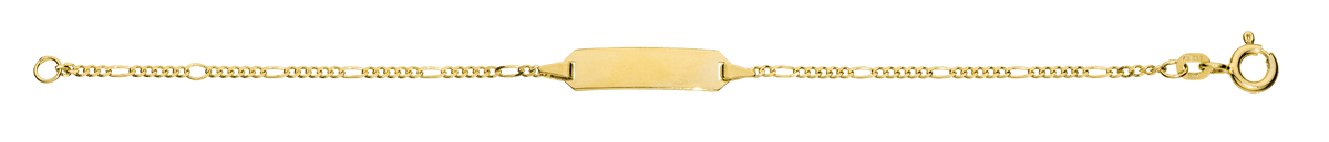 Børnearmbånd figaro 14 karat guld med ID - plade - 14 cm - Urma.dk