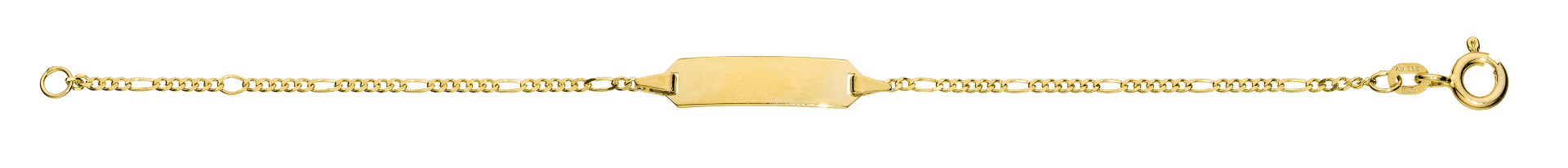 Børnearmbånd figaro 14 karat guld med ID - plade - 14 cm - Urma.dk
