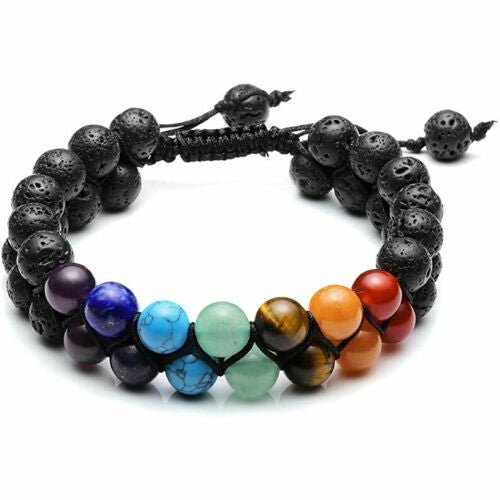Chakra armbånd med 2 rækker stene - Urma.dk