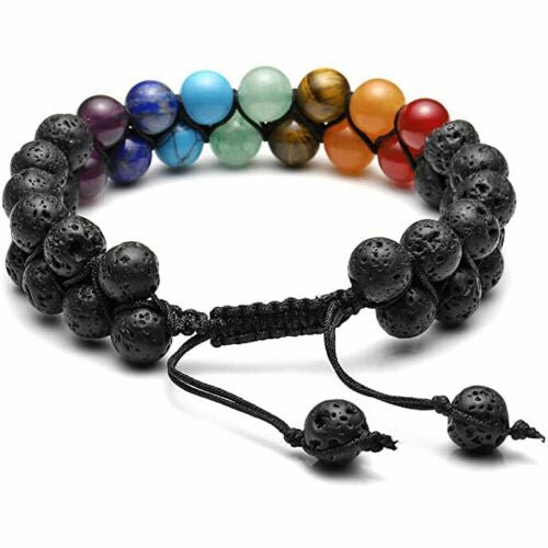 Chakra armbånd med 2 rækker stene - Urma.dk