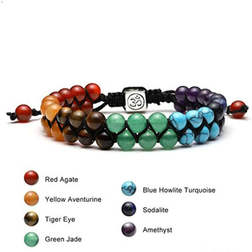 Chakra armbånd med 2 rækker 6 mm stene