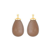 Chokolade månesten dråbe m/8tk. guld - par - Urma.dk