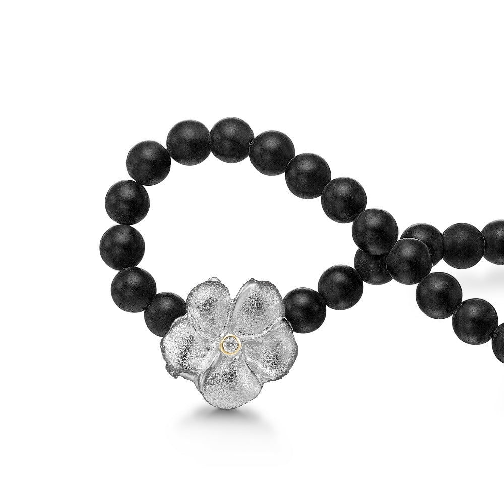 Connections collier med sort agat og Anemone lås i sølv m. zir - Urma.dk