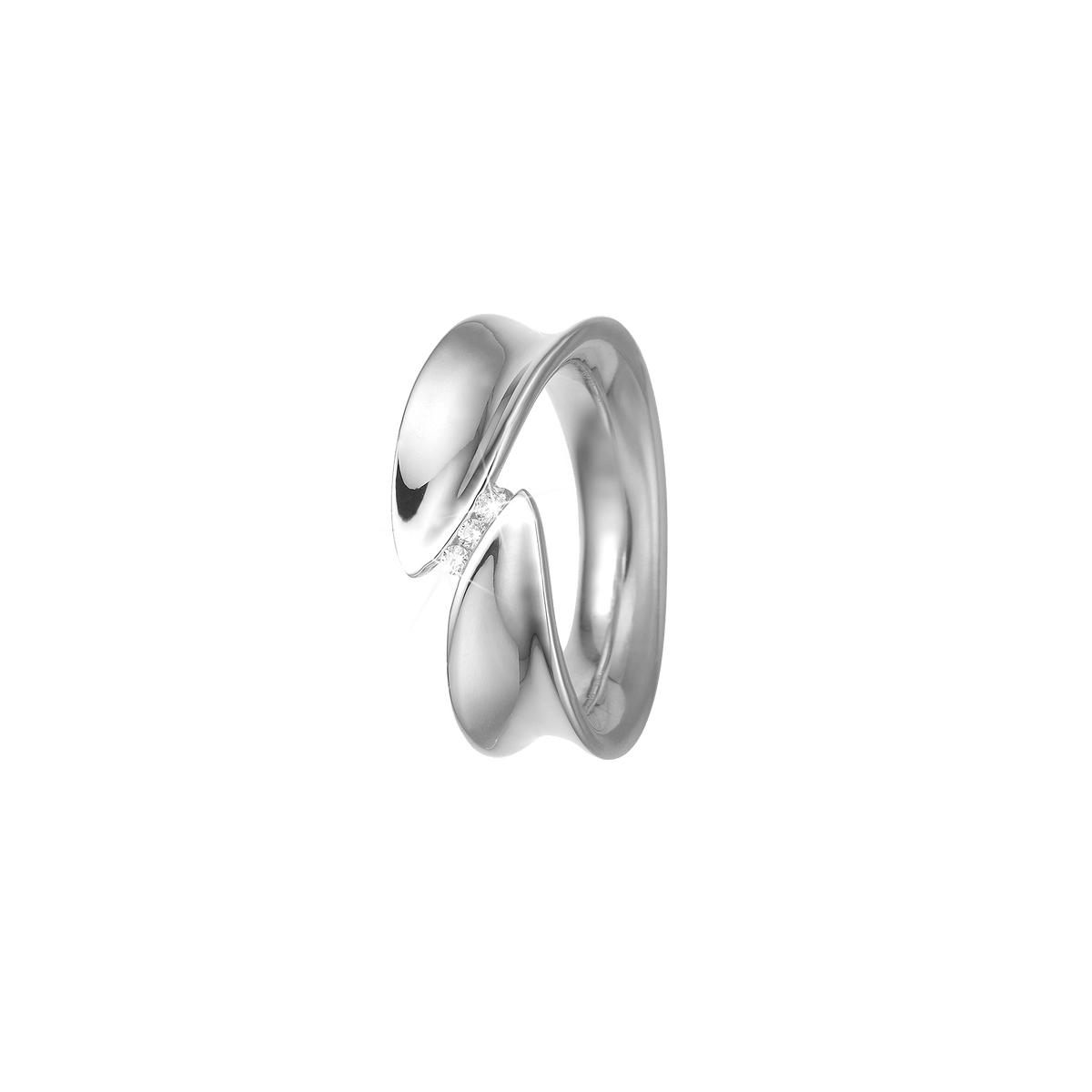 Dame ring, blank m/3cz, sølv