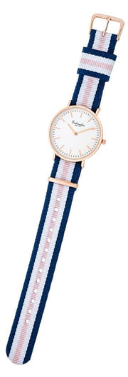 Dameur med blå, hvid og lyserød nylon rem - Urma.dk