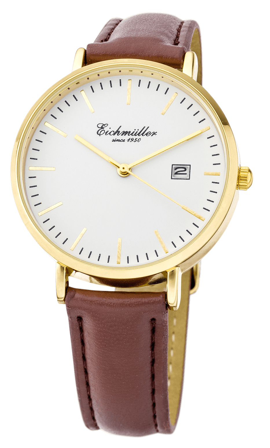 Dameur med læderrem, guld - brun - Urma.dk