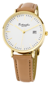 Dameur med læderrem, guld - lysebrun - Urma.dk