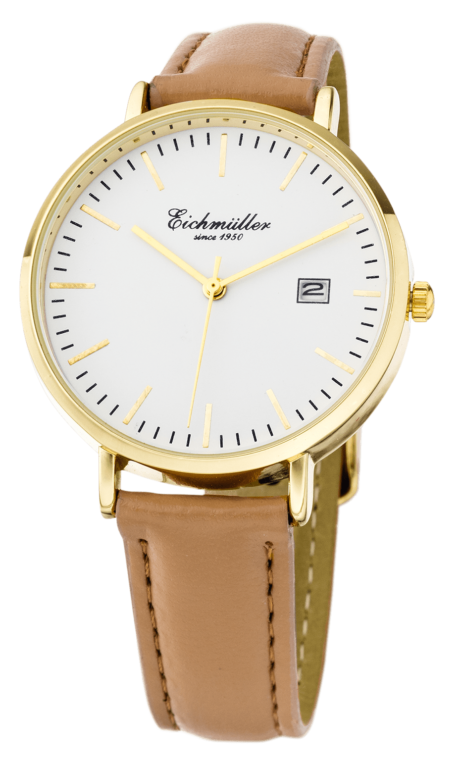 Dameur med læderrem, guld - lysebrun - Urma.dk