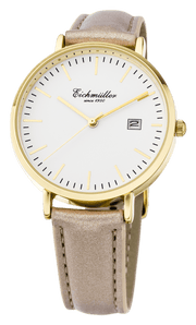 Dameur med læderrem, Gylden - Creme - Urma.dk