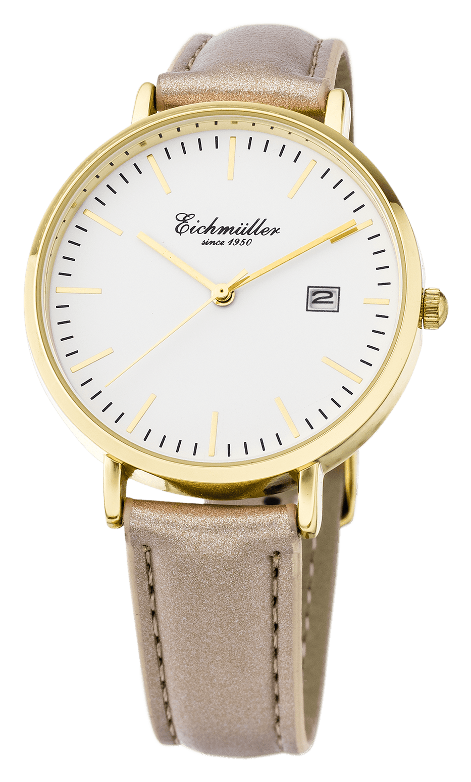 Dameur med læderrem, Gylden - Creme - Urma.dk