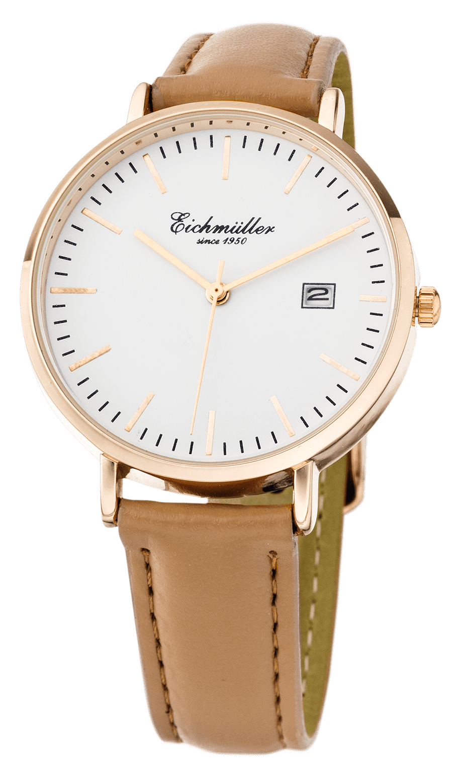 Dameur med læderrem, rosaguld - lysebrun - Urma.dk