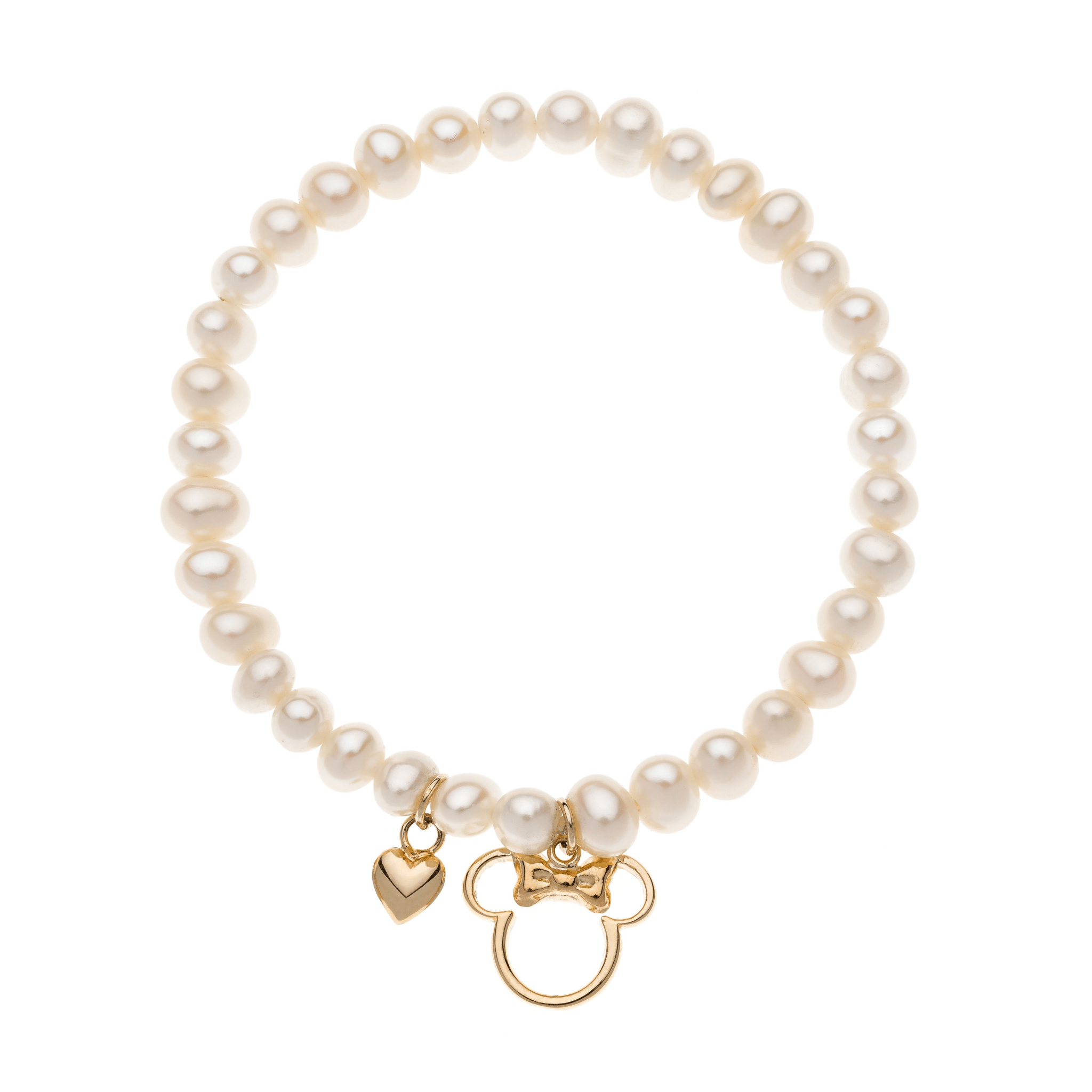 Disney 9 kt. guld armbånd Minnie Mouse med rosa sløjfe. - Urma.dk