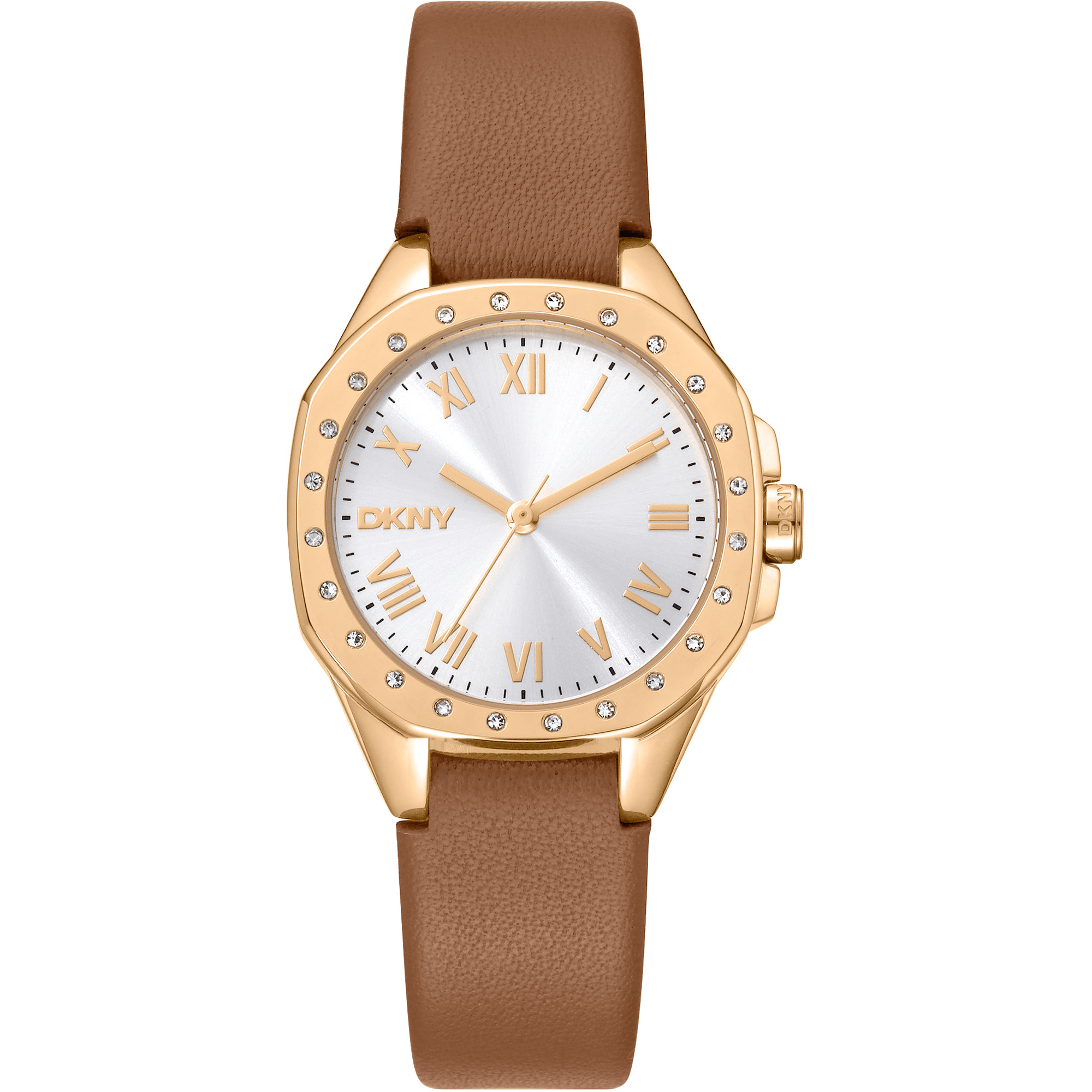 DKNY Dame Guld Ur Brun Læderrem DK1L013L0025 - Urma.dk