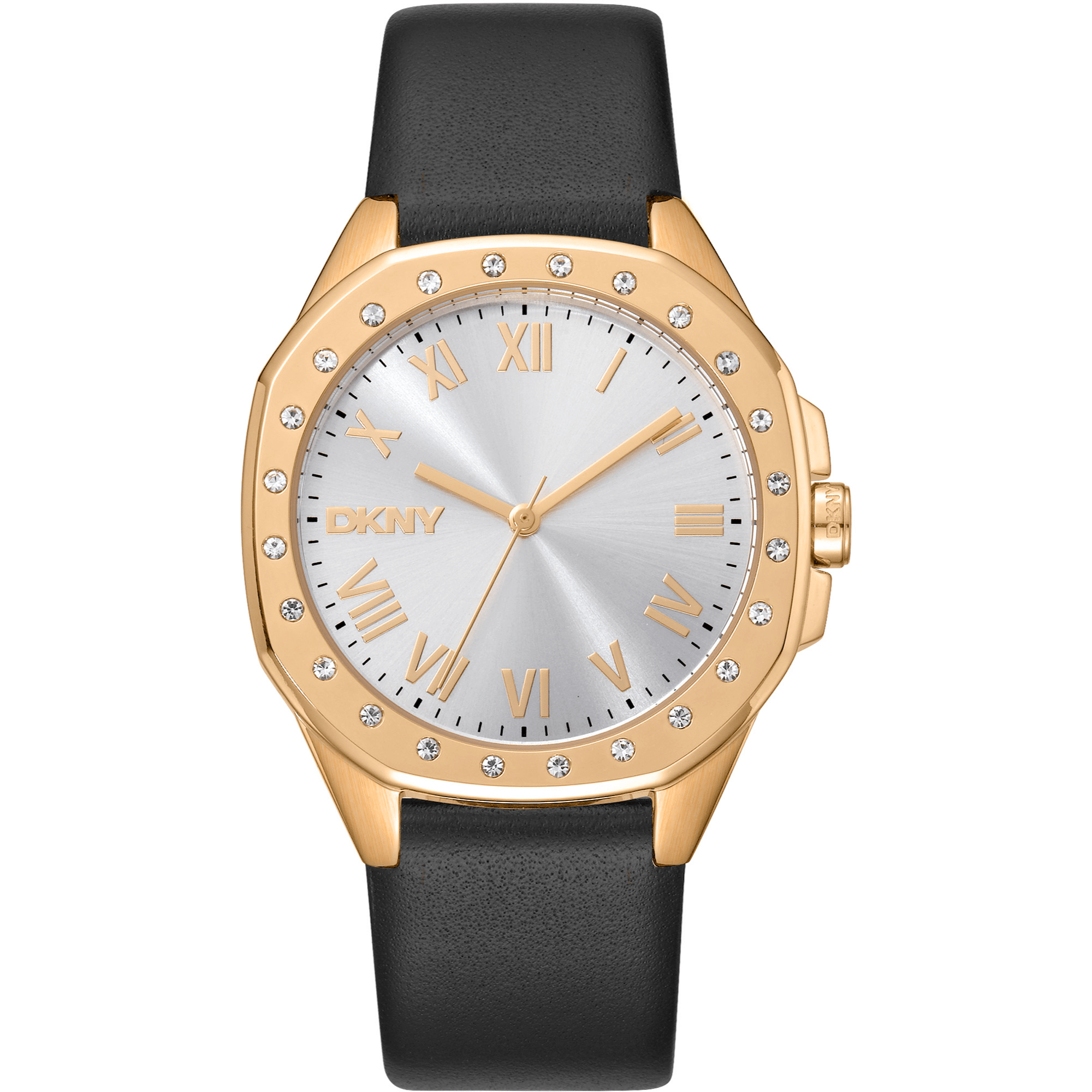 DKNY Dame Guld Ur Sort Læderrem DK1L011L0025 - Urma.dk