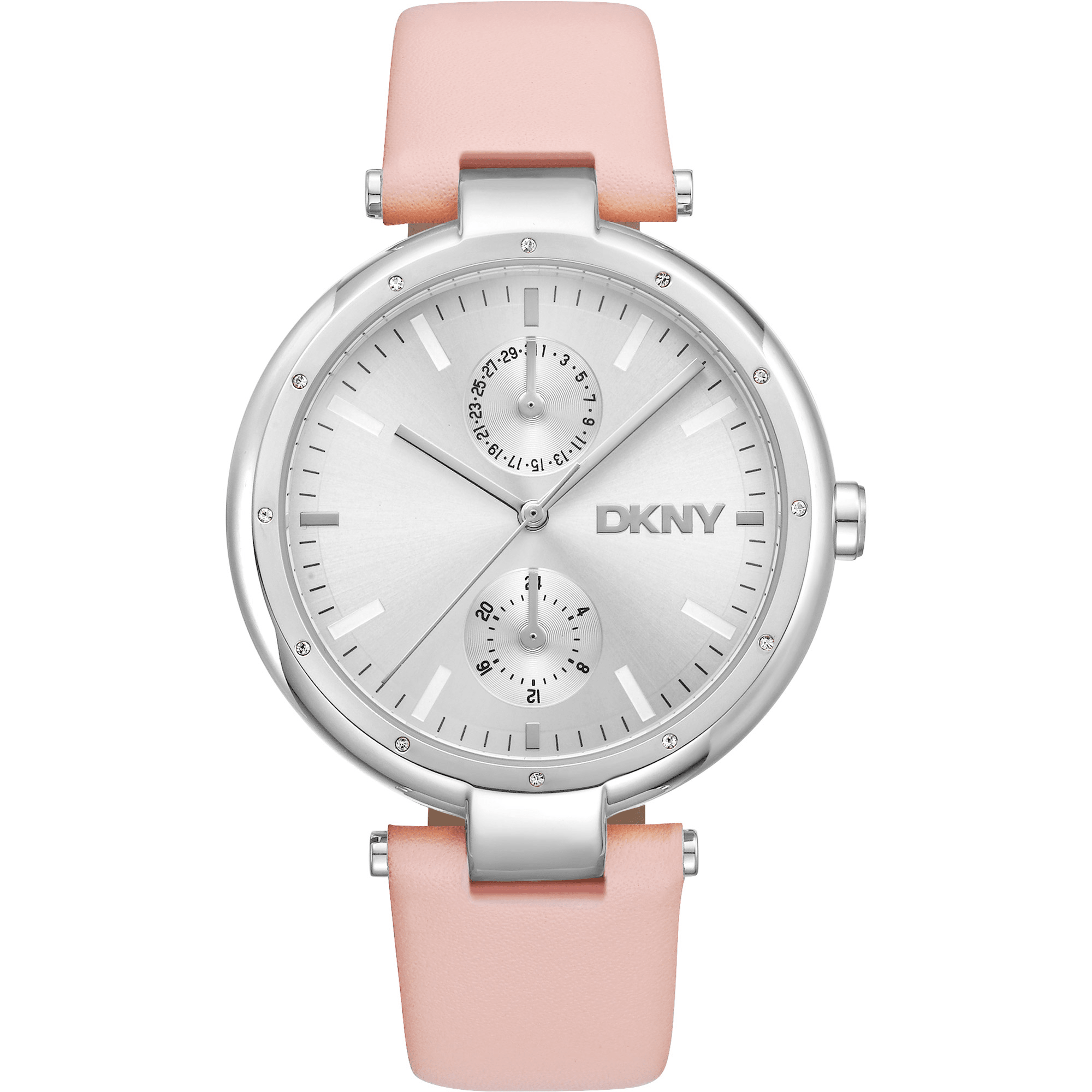 DKNY Dame Læder Rustfrit Stål Sølv/Pink Ur DK1L066L0015 - Urma.dk