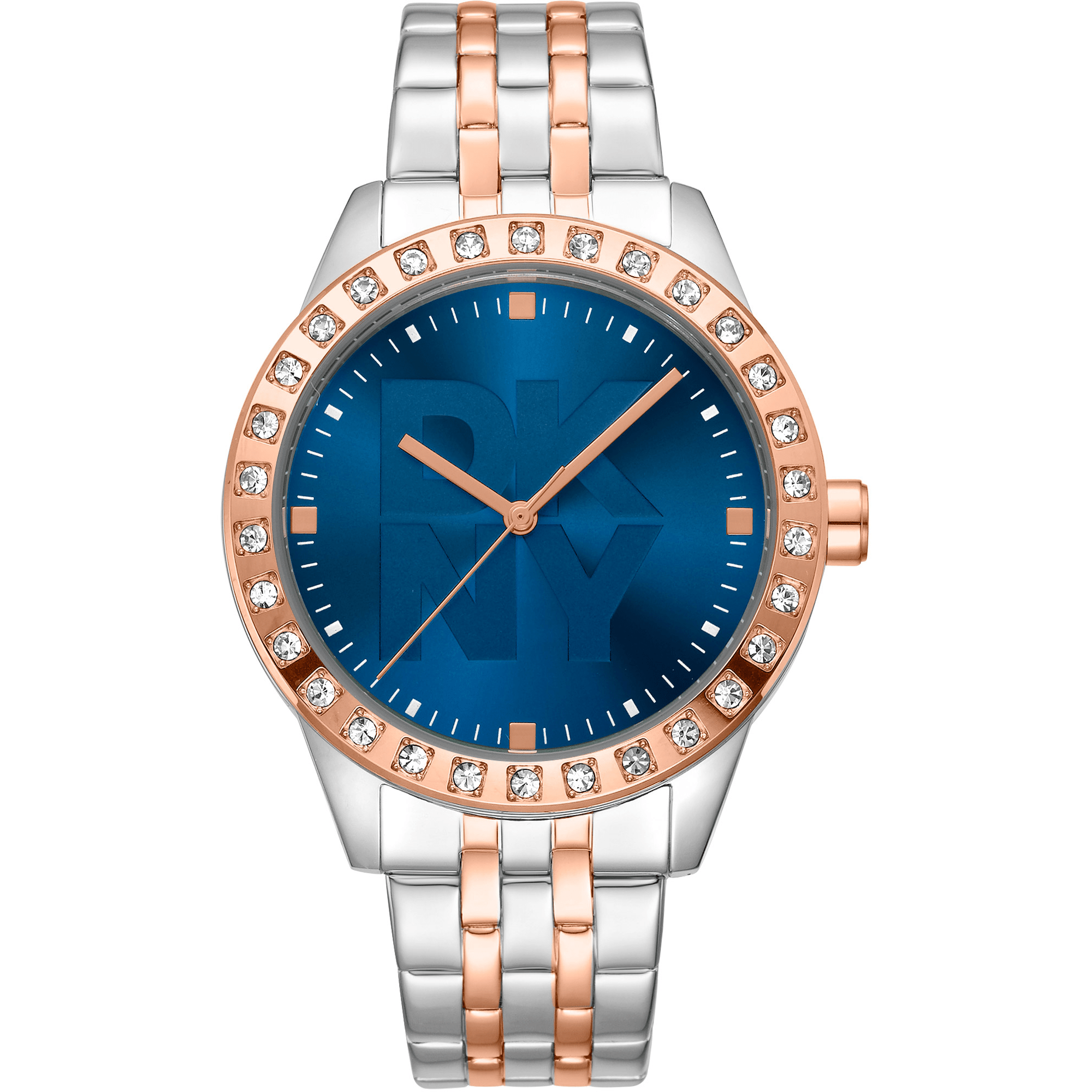 DKNY Dame Rustfrit Stål Sølv/Rosaguld Blå Ur DK1L059M0085 - Urma.dk