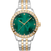DKNY Dame Rustfrit Stål Sølv/Yellow Gold Grøn Ur DK1L059M0075 - Urma.dk