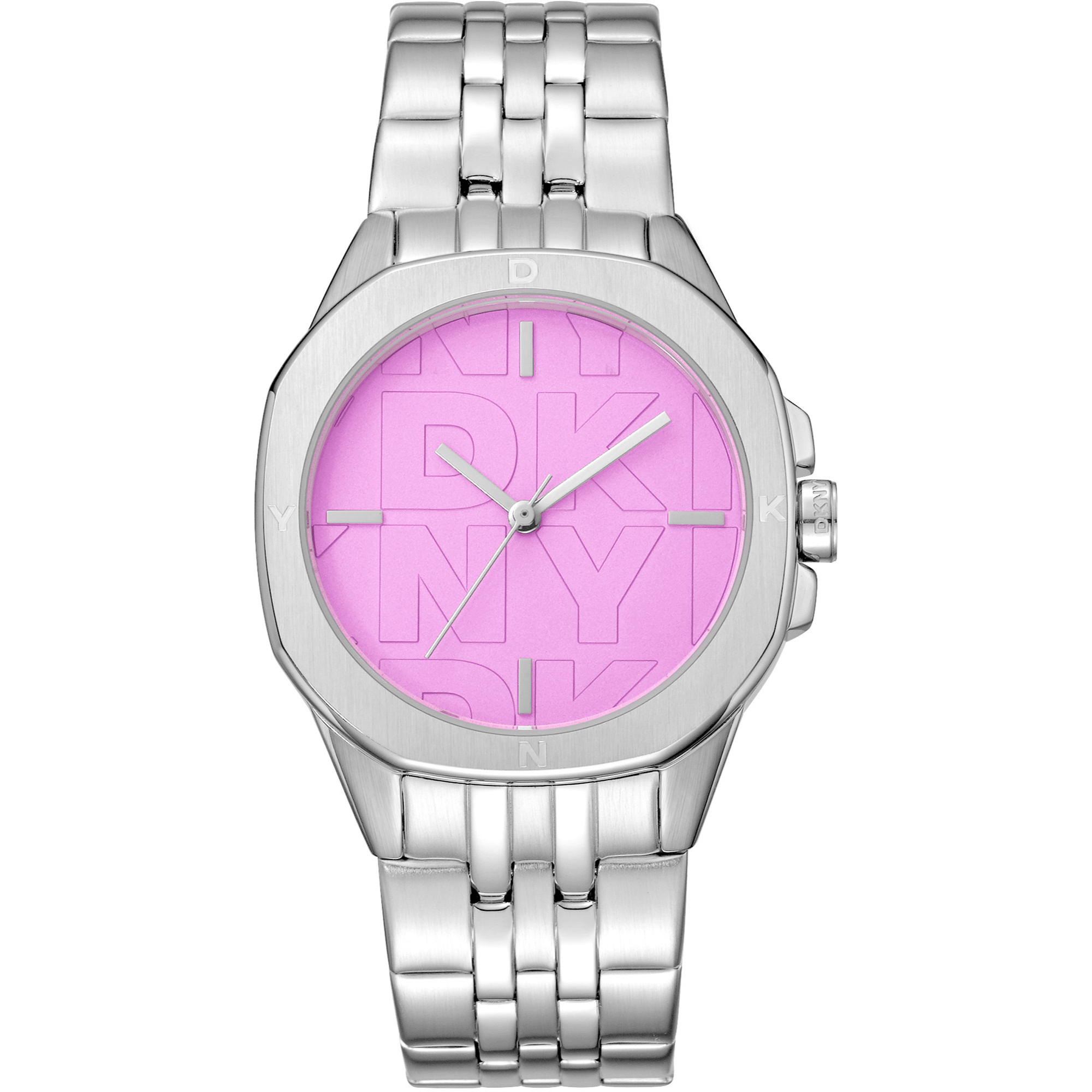 DKNY Dame Sølvgrå Ur Fuchsia Skive DK1L012M0055 - Urma.dk