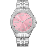 DKNY Dame Sølvgrå Ur Pink Skive DK1L011M0035 - Urma.dk