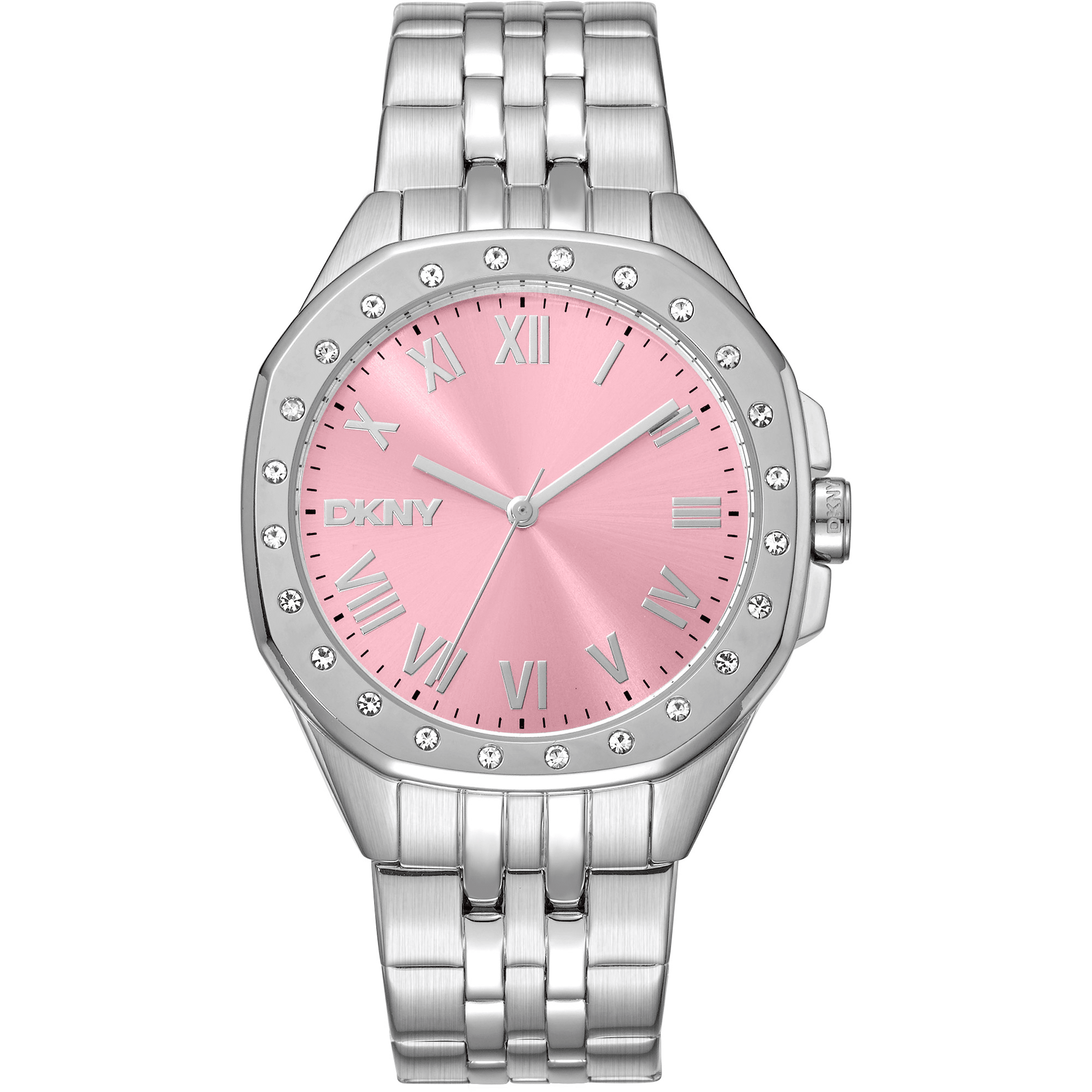 DKNY Dame Sølvgrå Ur Pink Skive DK1L011M0035 - Urma.dk