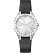 DKNY Dame Sølvgrå Ur Sort Læderrem DK1L013L0015 - Urma.dk