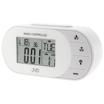 Bonett Vækkeure H:6cm B:12cm Radiostyret m/5 alarmer, Snooze, Lys, BIB RB13