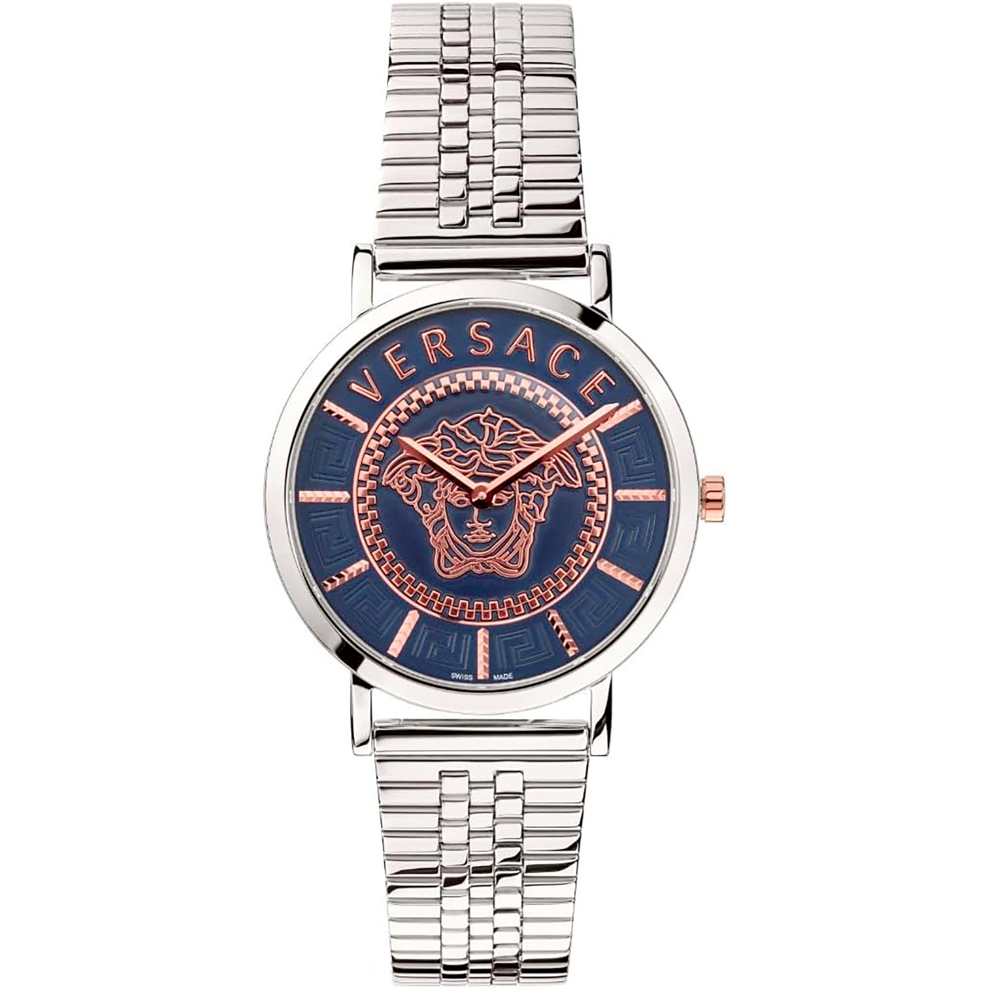 Versace Dame Rustfrit Stål Sølvgrå Blå Stål Ur VEK400821