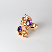 14 kt. Guldring med diamanter & amatyst designet af John Rørvig