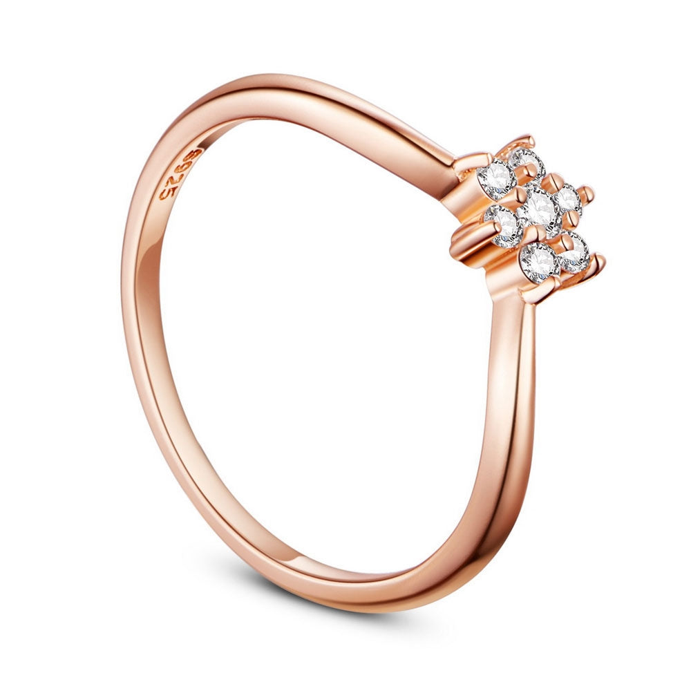Forgyldt sølv ring med blomst med zirconia sten