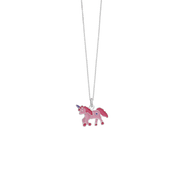 Enhjørning halskæde pink, sølv