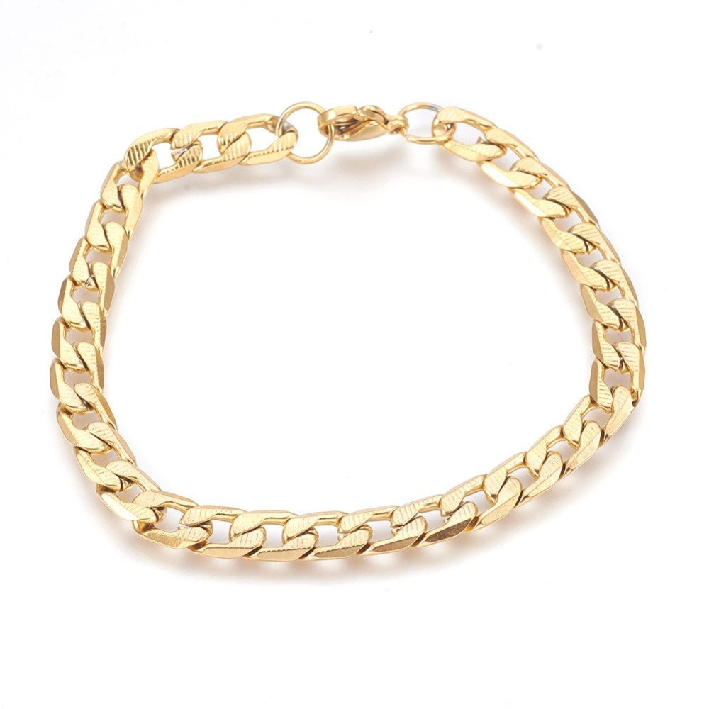 Armbånd, forgyldt rustfrit stål 22 cm