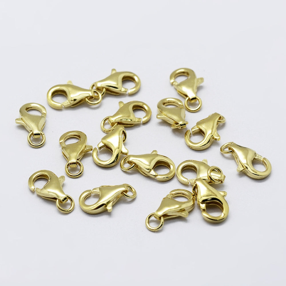 Karabinlås i forgyldt sterling sølv 9,5 mm