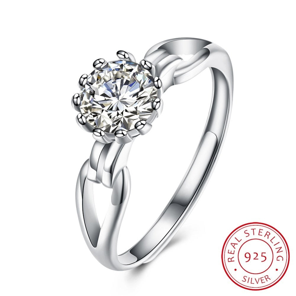 Sølv ring med blomst med zirconia sten