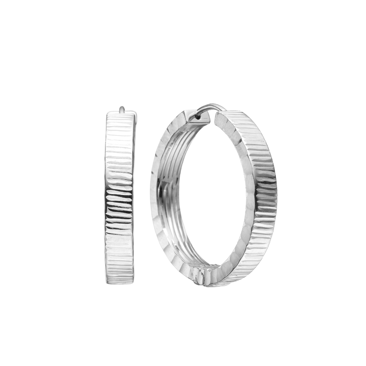 Facet Creoler 25mm, sølv - Urma.dk