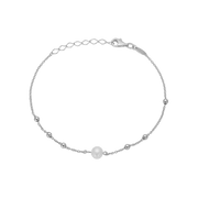 Ferskvands perle armbånd, 20cm, sølv