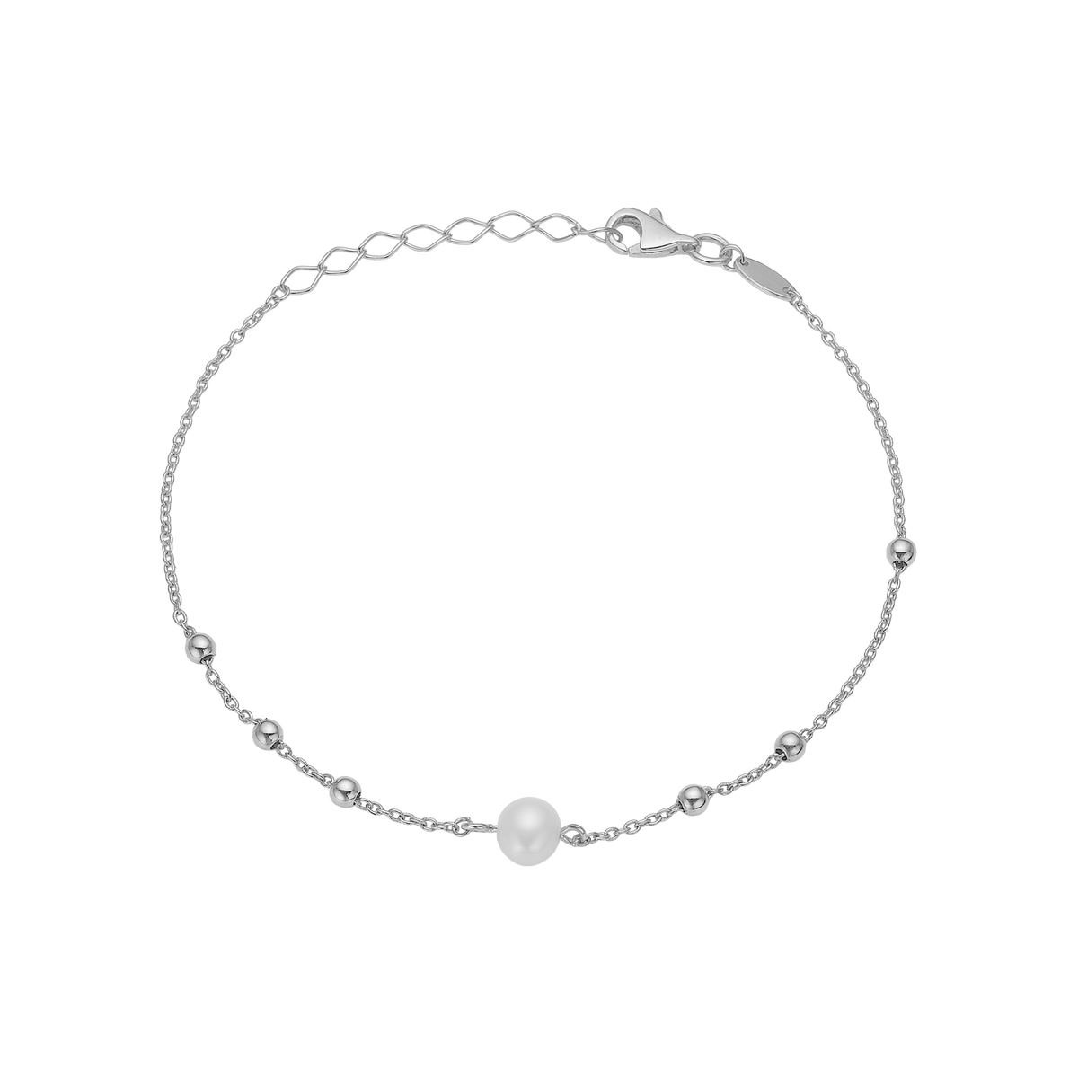 Ferskvands perle armbånd, 20cm, sølv