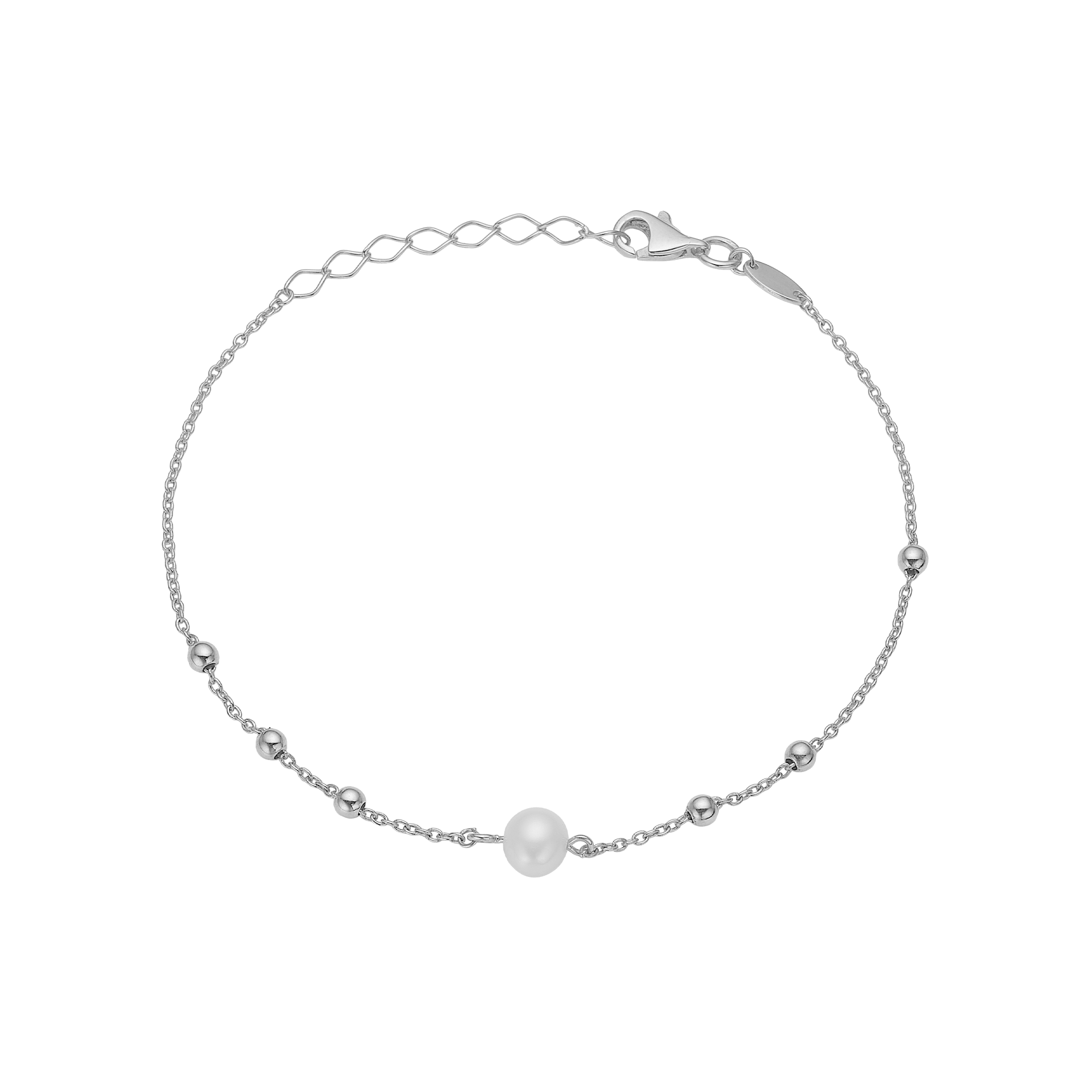 Ferskvands perle armbånd, 20cm, sølv