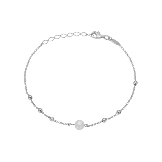 Ferskvands perle armbånd, 20cm, sølv