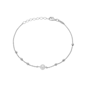 Ferskvands perle armbånd, 20cm, sølv