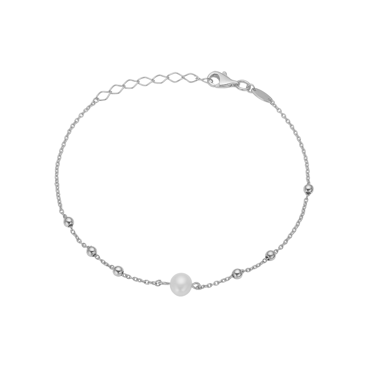 Ferskvands perle armbånd, 20cm, sølv