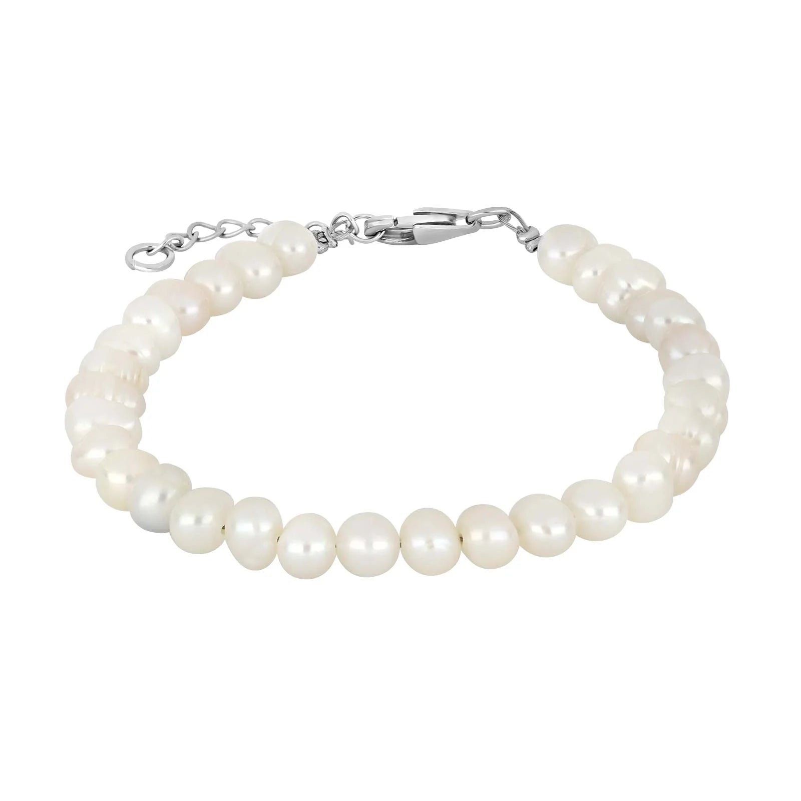Ferskvandsperlearmbånd m/rhod. sølv lås 4 mm - Urma.dk